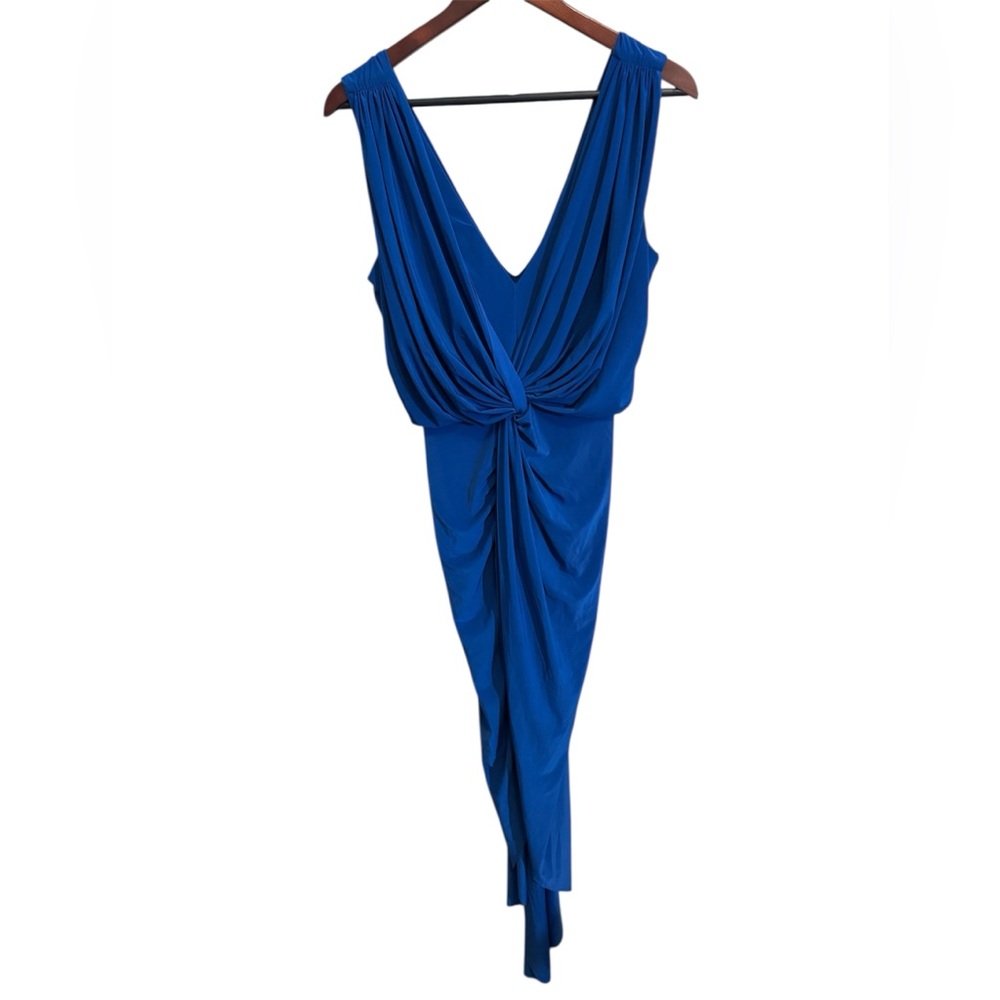 MISA LOS ANGELES SMALL ✨ sleeveless ruched Elegant Blue Draped Dress EUC